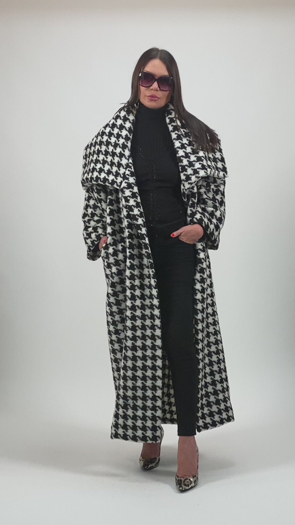 Winter Houndstooth Coat - Ofelia
