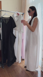 White Linen Hooded Jumpsuit REGINA