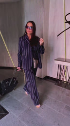 Women's Striped Three-Piece Suit - Yamas