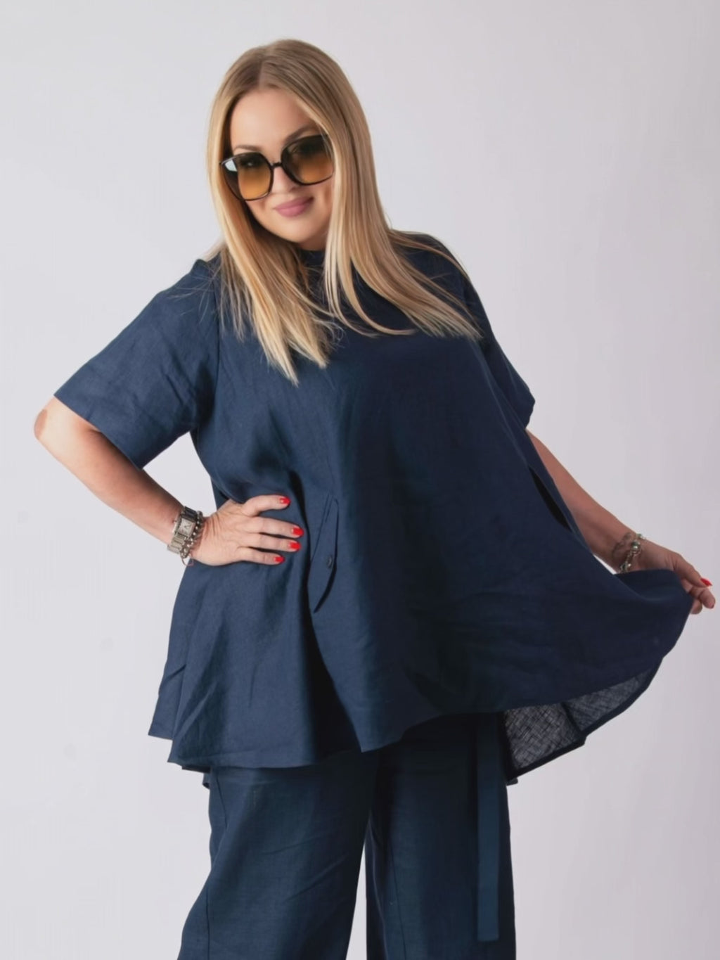 linen tunic #dark-blue