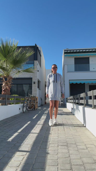 Short Grey Sweatshirt Dress SIMONA EugFashion 