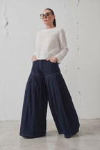 blue linen pants