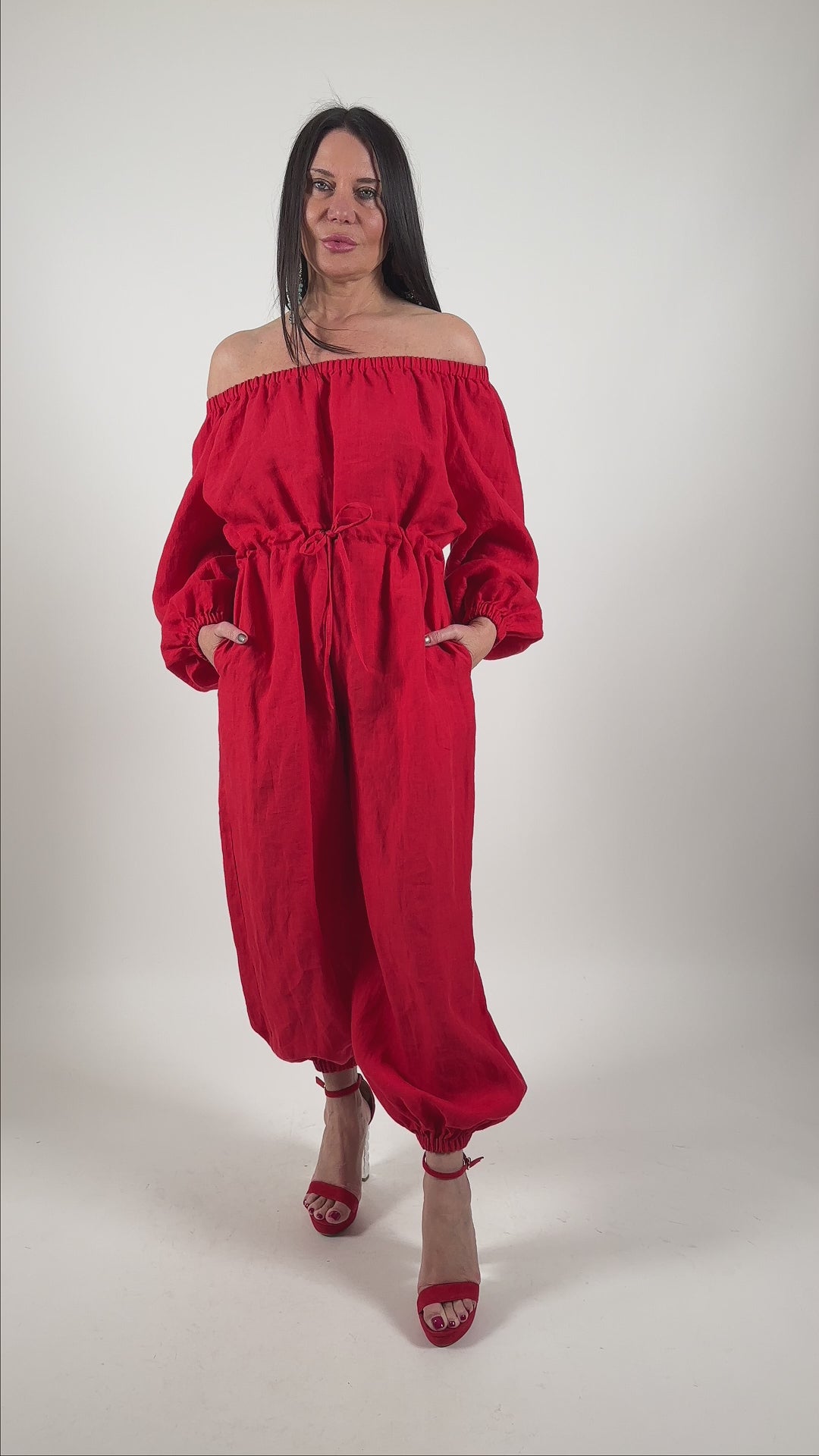 Off Shoulders Linen Jumpsuit BOHEMY