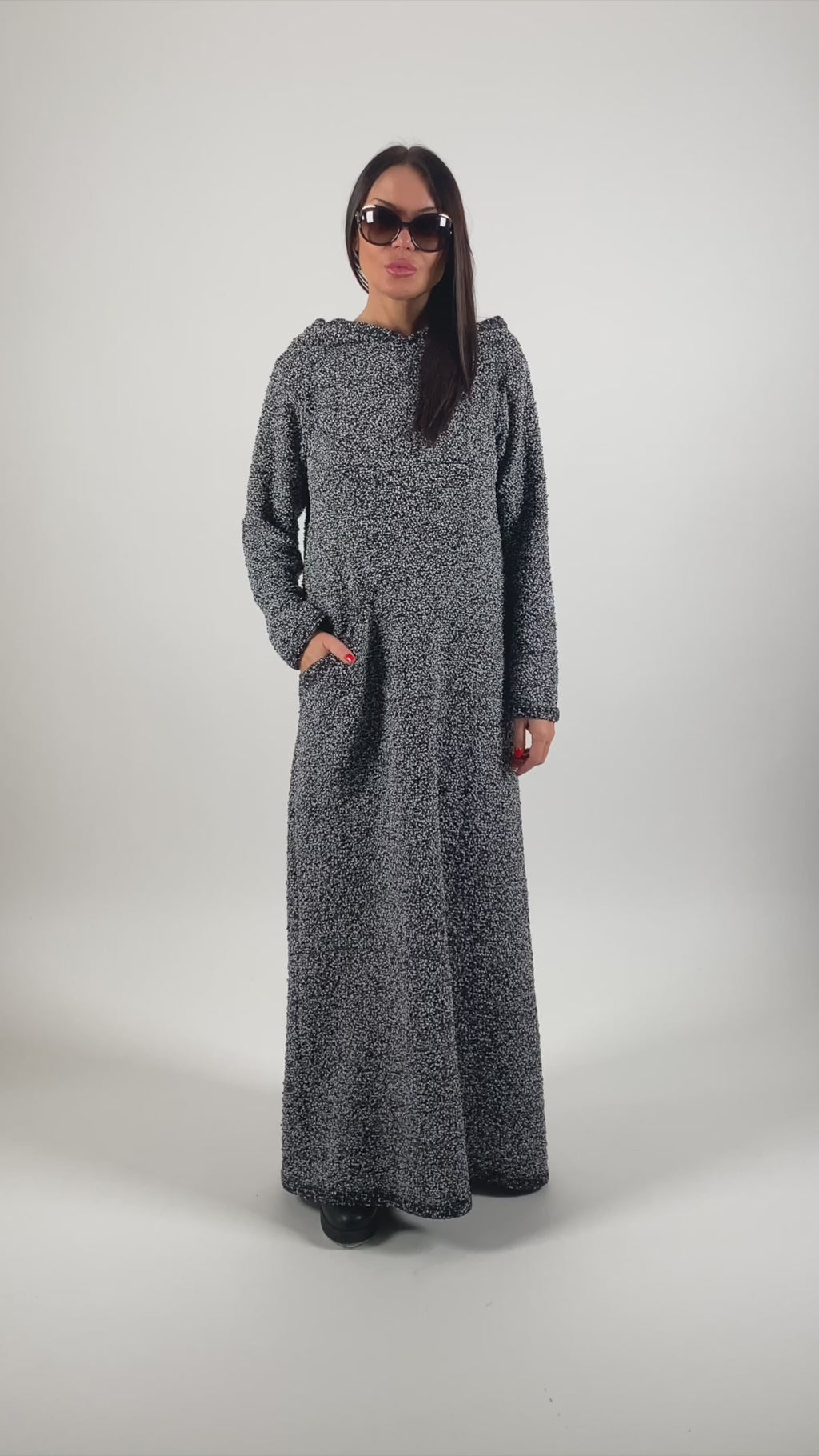 Hooded Knitted Dress - Linda