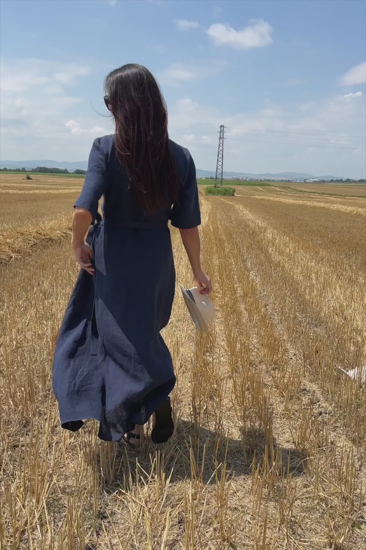 linen wrap summer dress - Eug fashion #dark-blue