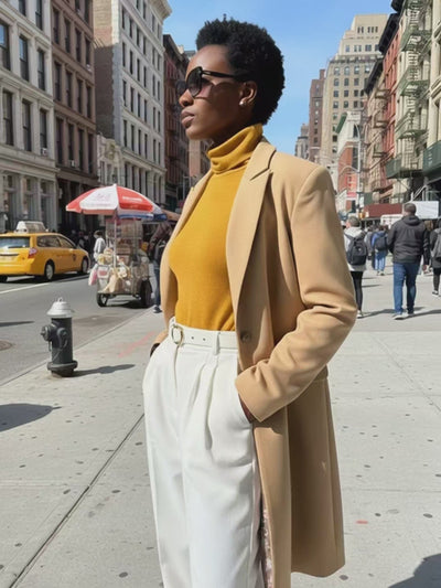 Long Elegant Beige Coat Lorna EugFashion 