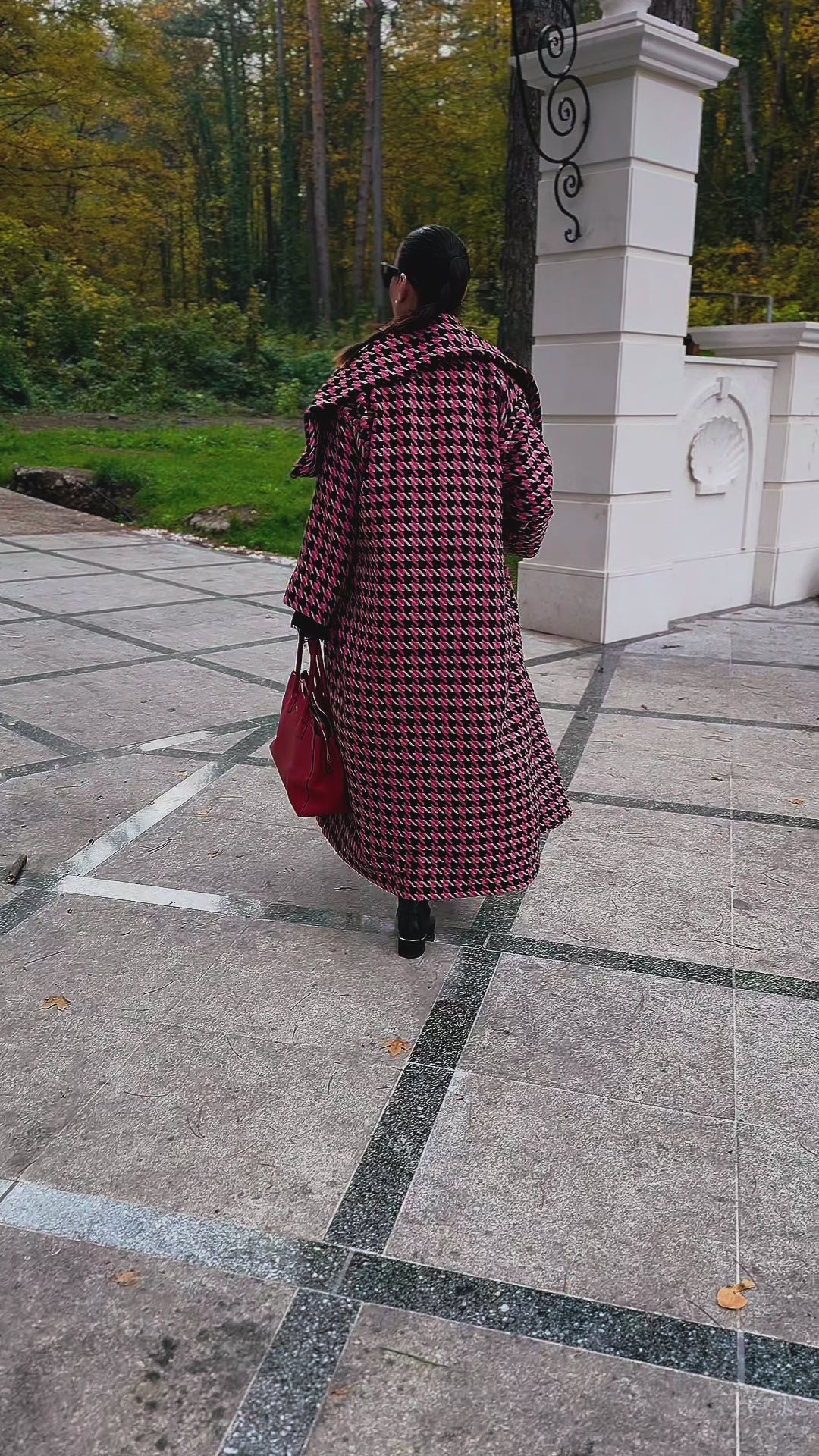 Pink Houndstooth Coat - Ofelia - RTS