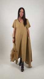 Linen Beige Dress - Lucca