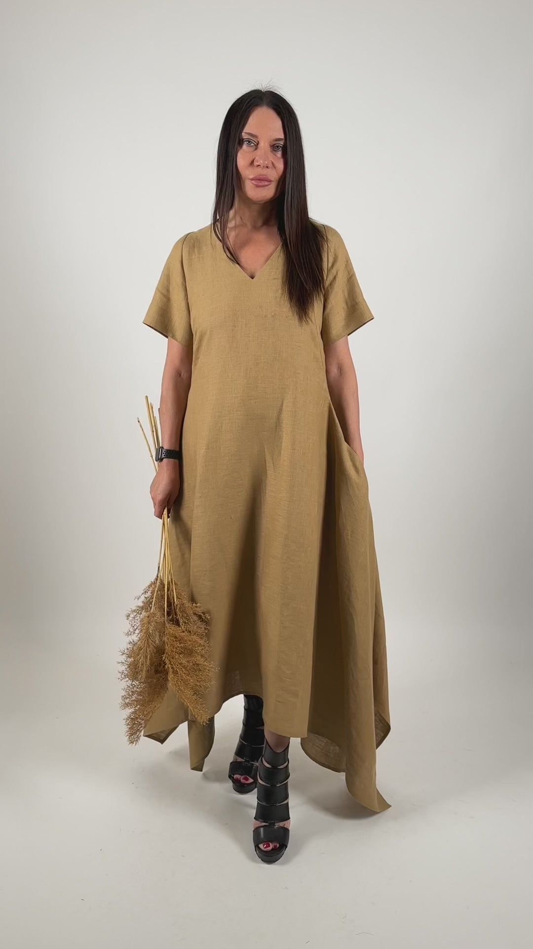 Linen Beige Dress - Lucca