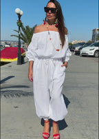 Off Shoulders Linen Jumpsuit BOHEMY