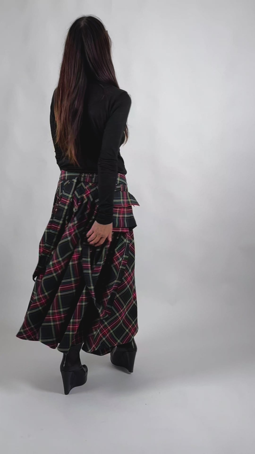 Long Plaid Skirt - Zefira
