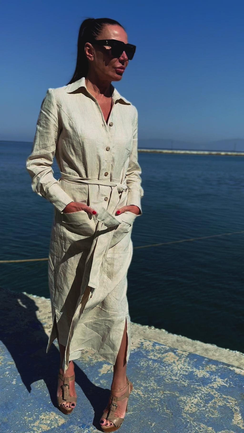 Linen Long Sleeves Dress - Caliope
