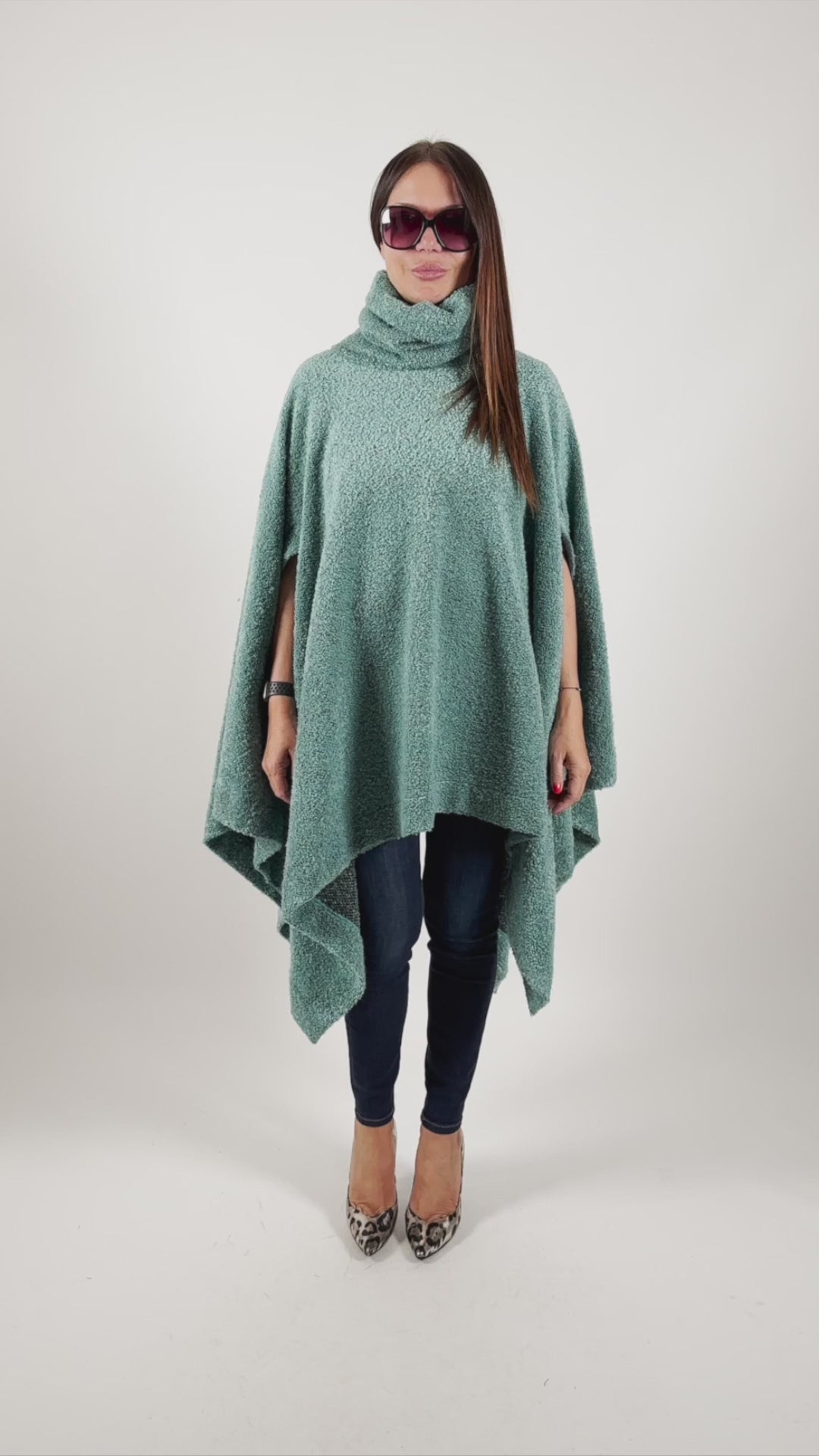 Warm Knitted Poncho - Eva