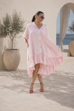 loose fit linen dress #baby-pink