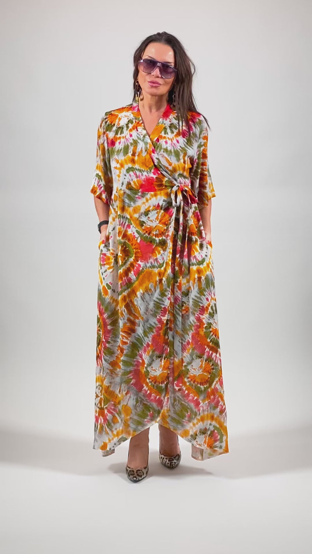 Multicolour Tie-Dye Wrap Dress - Verona