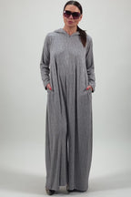 knitted hooded jumpsuit #light-grey