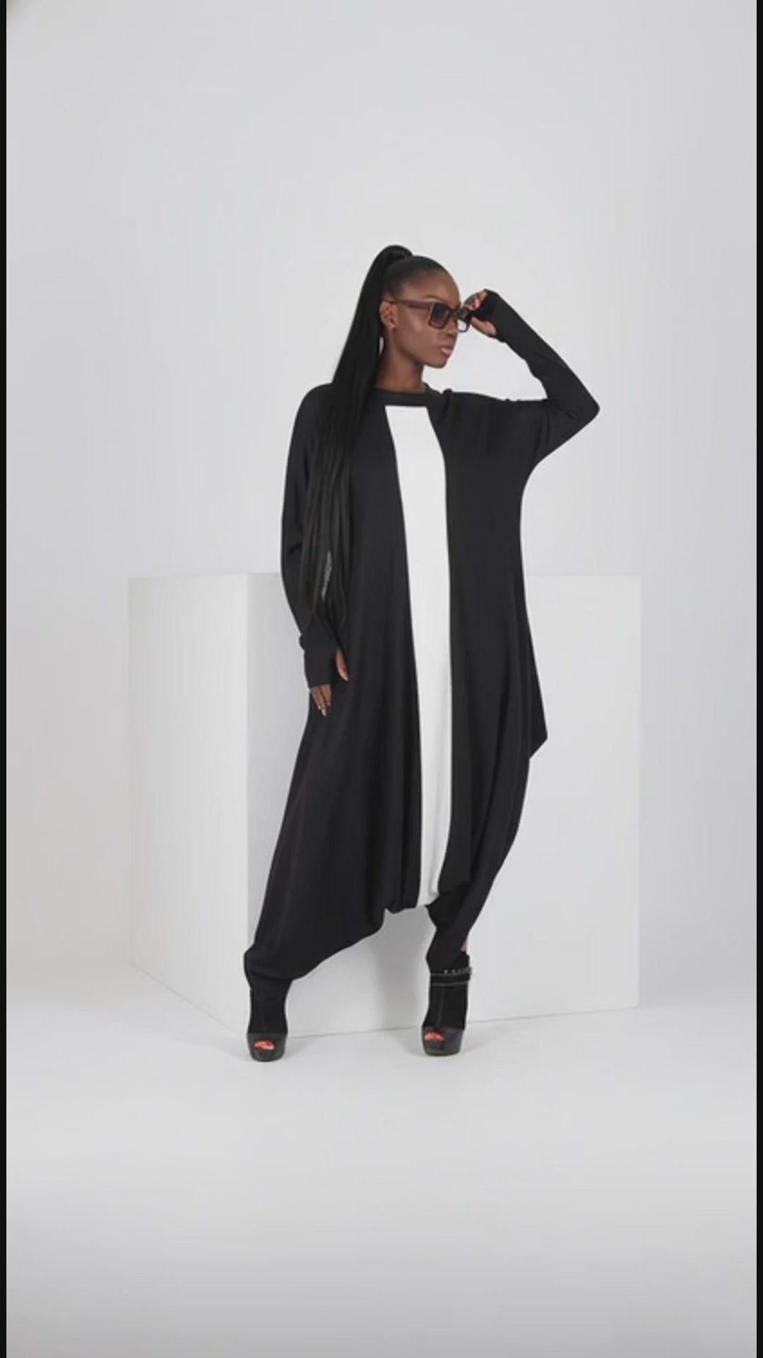 Black and White Harem Jumpsuit Opal EugFashion 