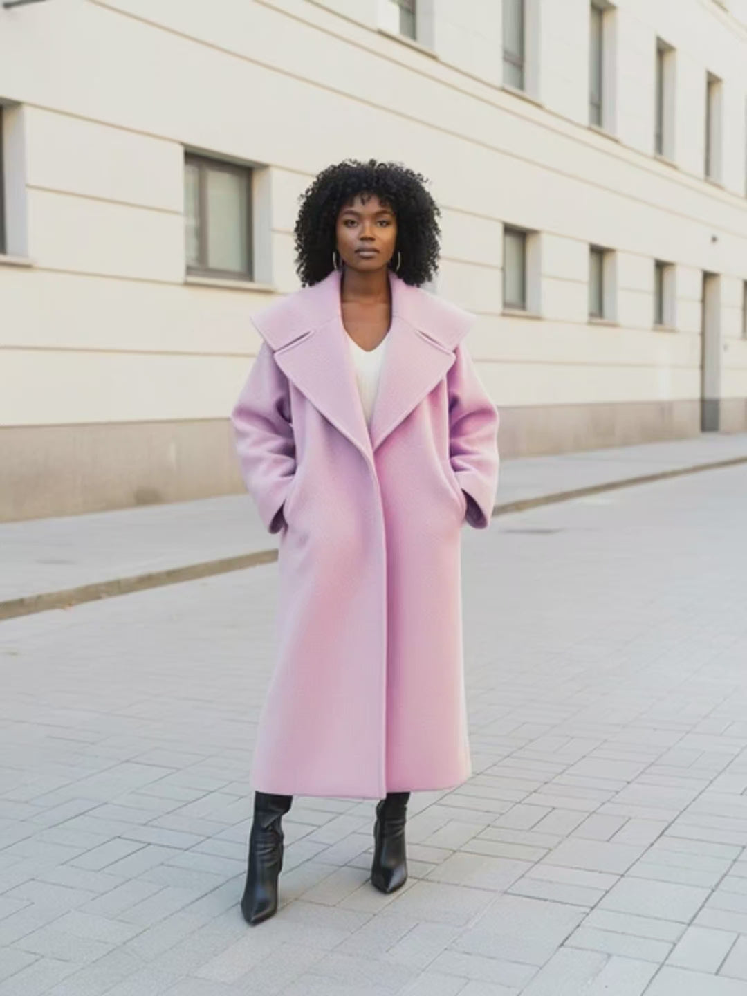 Loose Winter Pink Coat SIRI EugFashion 