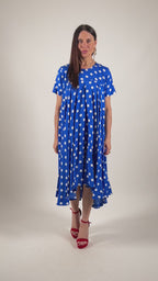 Blue Polka-Dot Summer Maxi Dress - Kosara