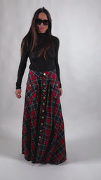 A line plaid skirt KATYA