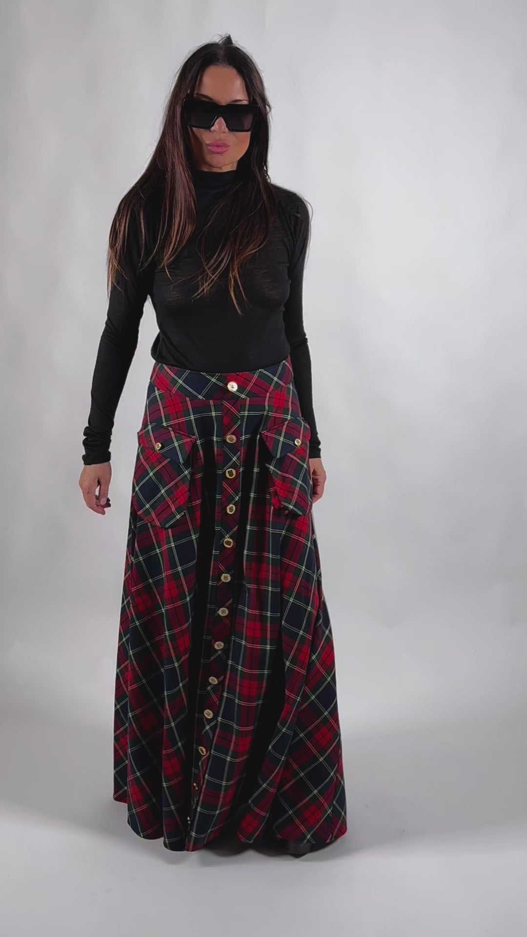 A line plaid skirt KATYA