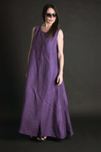 Long Sleeveless Linen  Dress - Amber