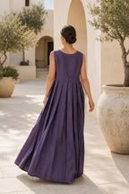 linen long sleeveless dress #smoky-purple