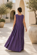 Linen elegant long sleeveless dress - EUG fashion - #smoky-purple