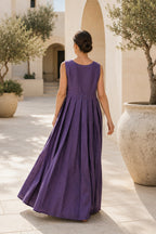 Linen elegant long sleeveless dress - EUG fashion - #smoky-purple