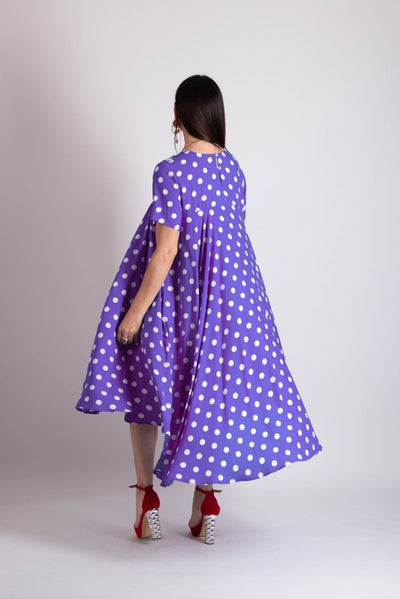 Purple Polka Dots Dress KOSARA - EUG Fashion EugFashion 