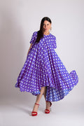 Purple Polka Dots Dress KOSARA - EUG Fashion