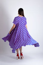 Purple Polka Dots Dress KOSARA - EUG Fashion