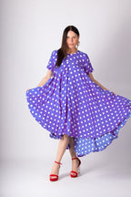 Purple Polka Dots Dress KOSARA - EUG Fashion