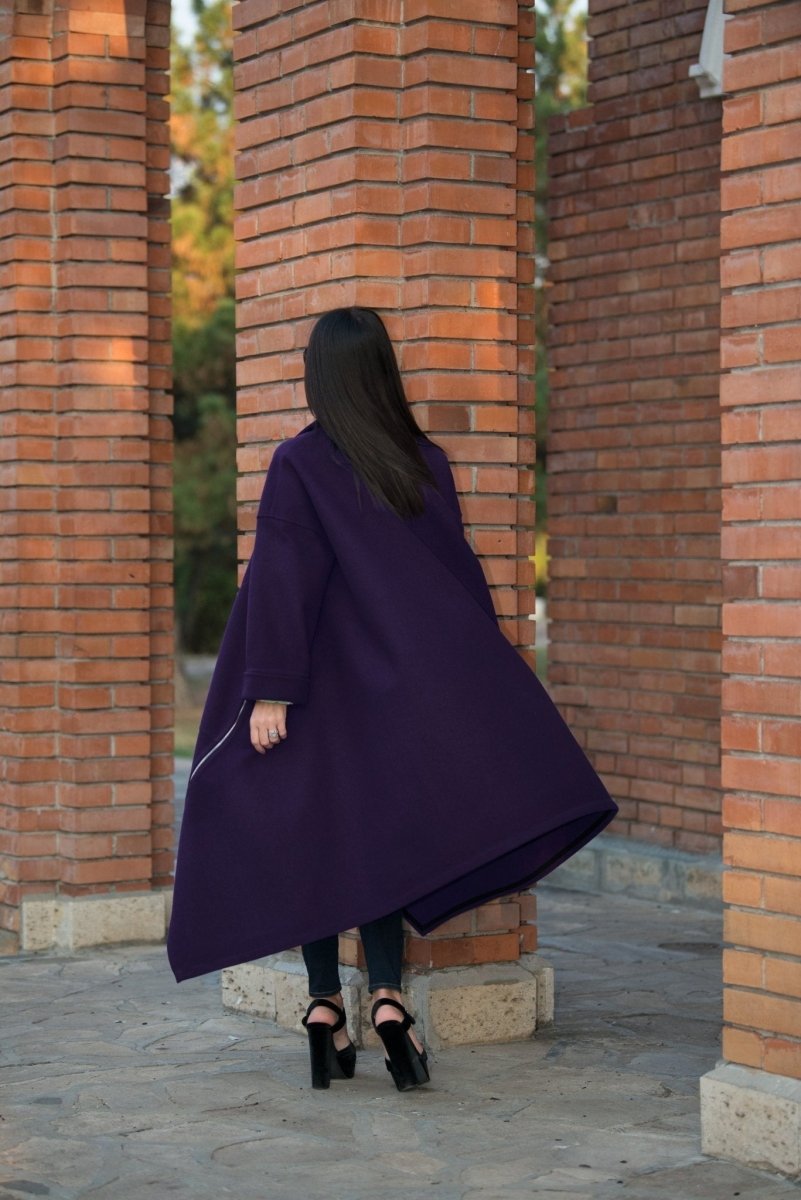 Purple Wool Women Coat FEDERICA BF - EUG FASHION EugFashion 