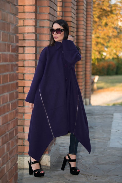 Purple Wool Women Coat FEDERICA BF - EUG FASHION EugFashion 