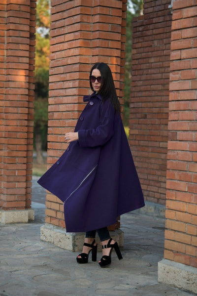 Purple Wool Women Coat FEDERICA BF - EUG FASHION EugFashion 