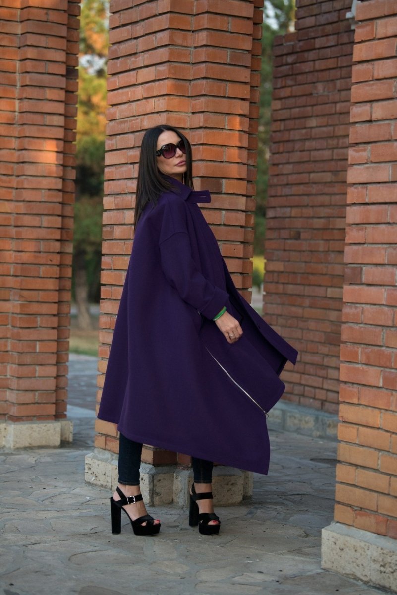 Purple Wool Women Coat FEDERICA BF - EUG FASHION EugFashion 