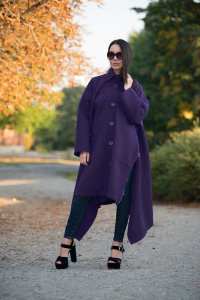 Purple Wool Women Coat FEDERICA BF - EUG FASHION EugFashion 