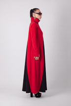 Red and black A-line punto milano dress Vivian - EUG Fashion 