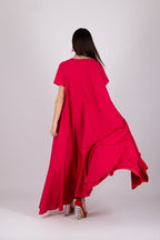 Red Cotton Dress DIVA - EUG Fashion