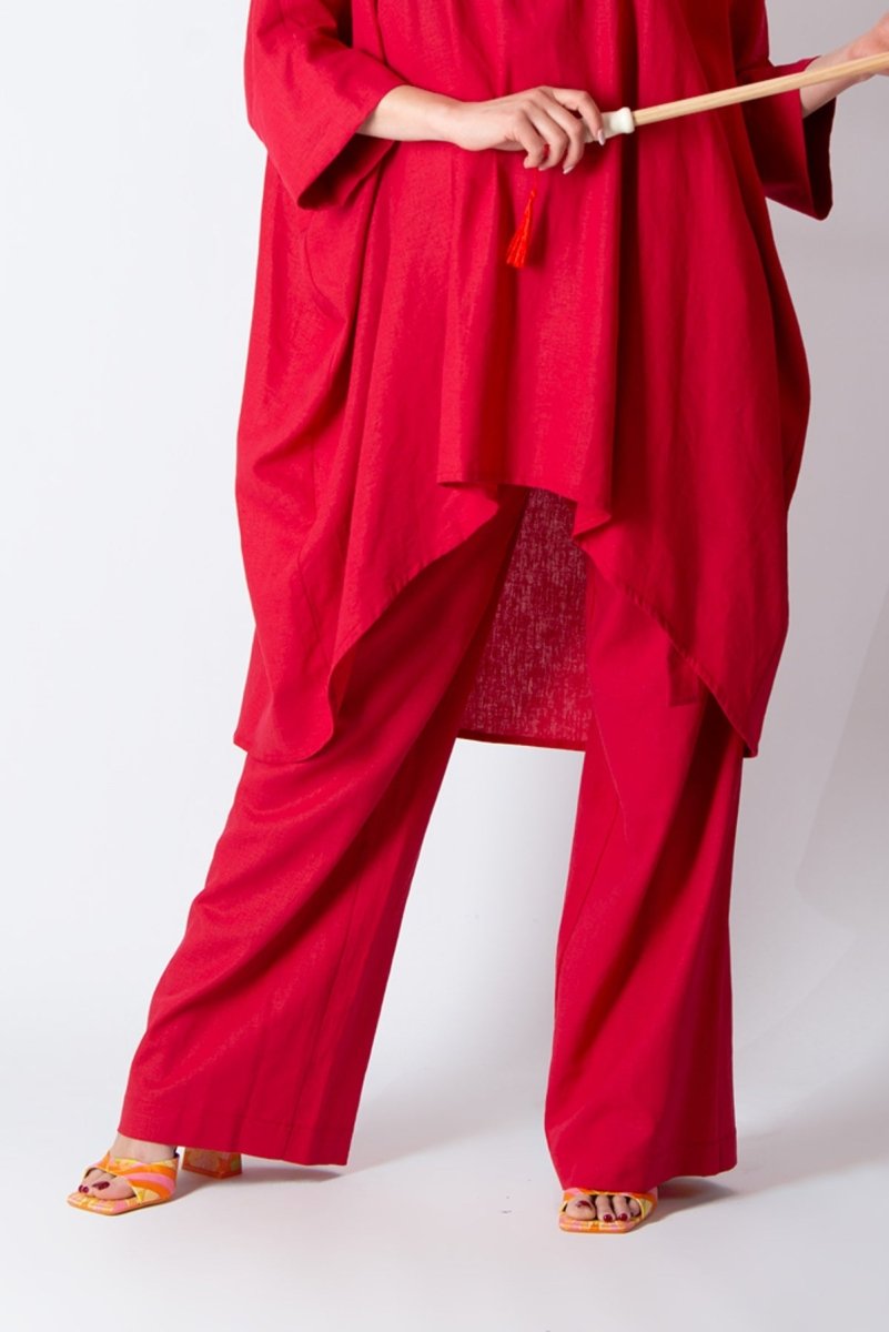 Red Linen Wrap Pants NASY - EUG FASHION EugFashion 