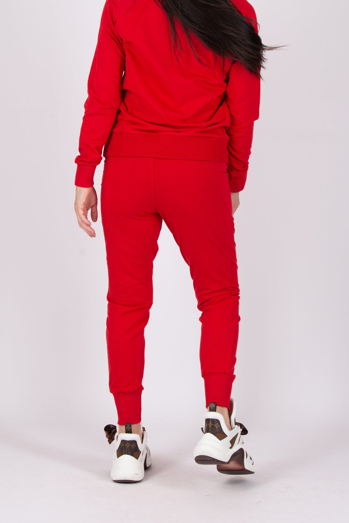 Red tracksuit - slim-fit cotton terry sweatshirt and pants with Manhattan Collection lettering, Gery | EUG Fashion #red