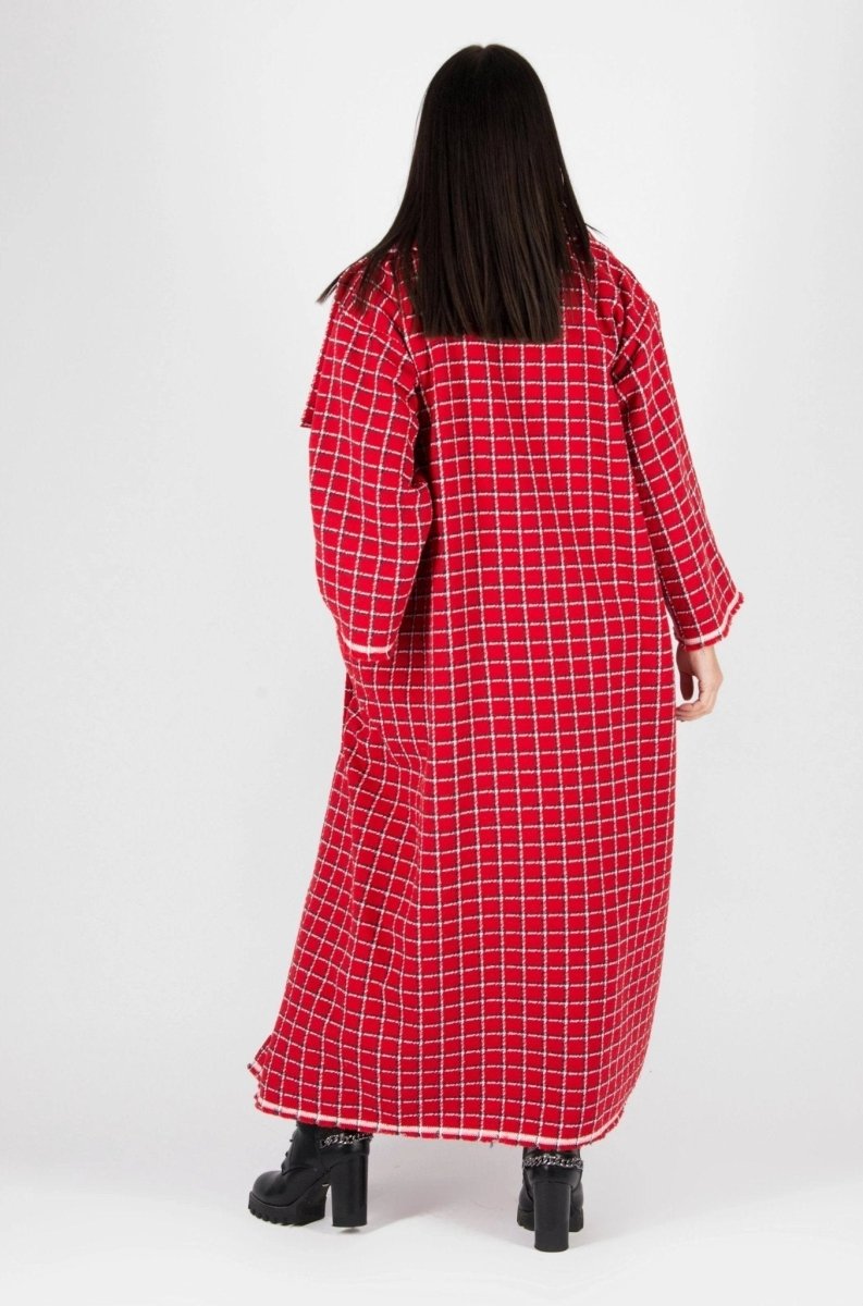 Red Plaid Long Coat OFELIA SALE - EUG Fashion EugFashion 