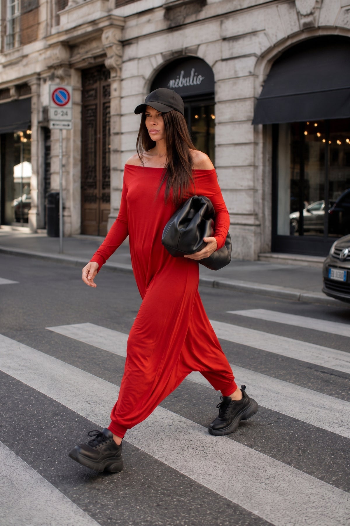 harem jersey jumpsuit #red