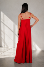 Woman wearing a red jumpsuit - eug fashion