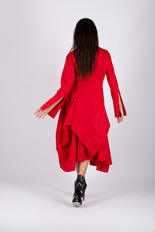 elegant cotton dress #red