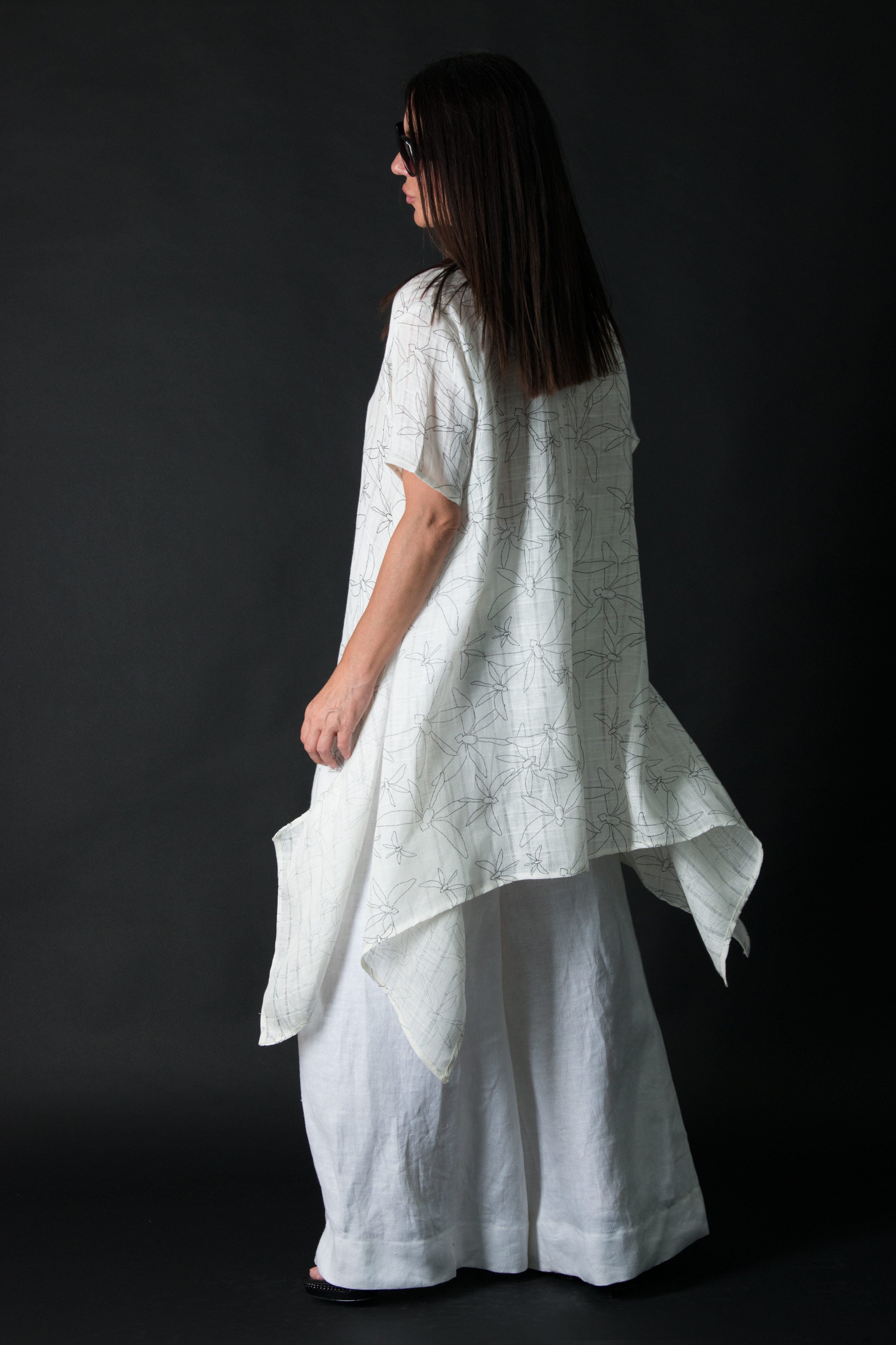 White linen set, top and pants EUG fashion #off-white