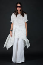 White linen set, top and pants EUG fashion #off-white