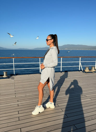 Short Grey Sweatshirt Dress SIMONA - EUG Fashion EugFashion 