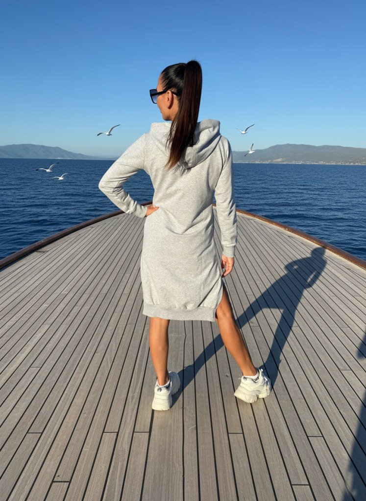 Short Grey Sweatshirt Dress SIMONA - EUG Fashion EugFashion 